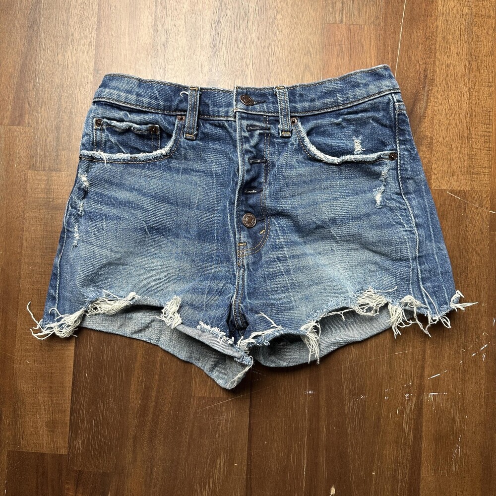 Abercrombie & Fitch Shorts Womens 26 2 Denim High Rise Mom Distressed 149D0052